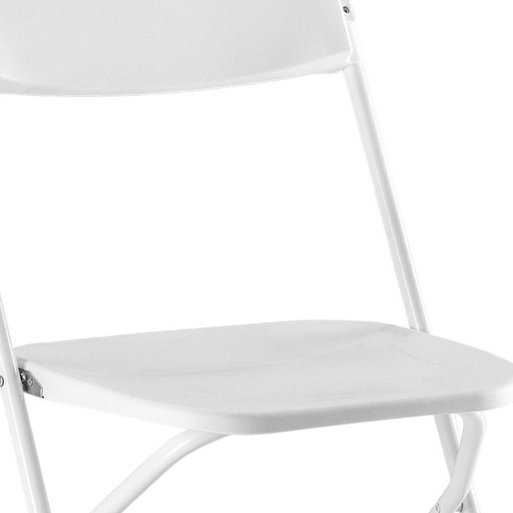4-Piece White Metal Outdoor Patio Folding Stacking Dining Chair Set