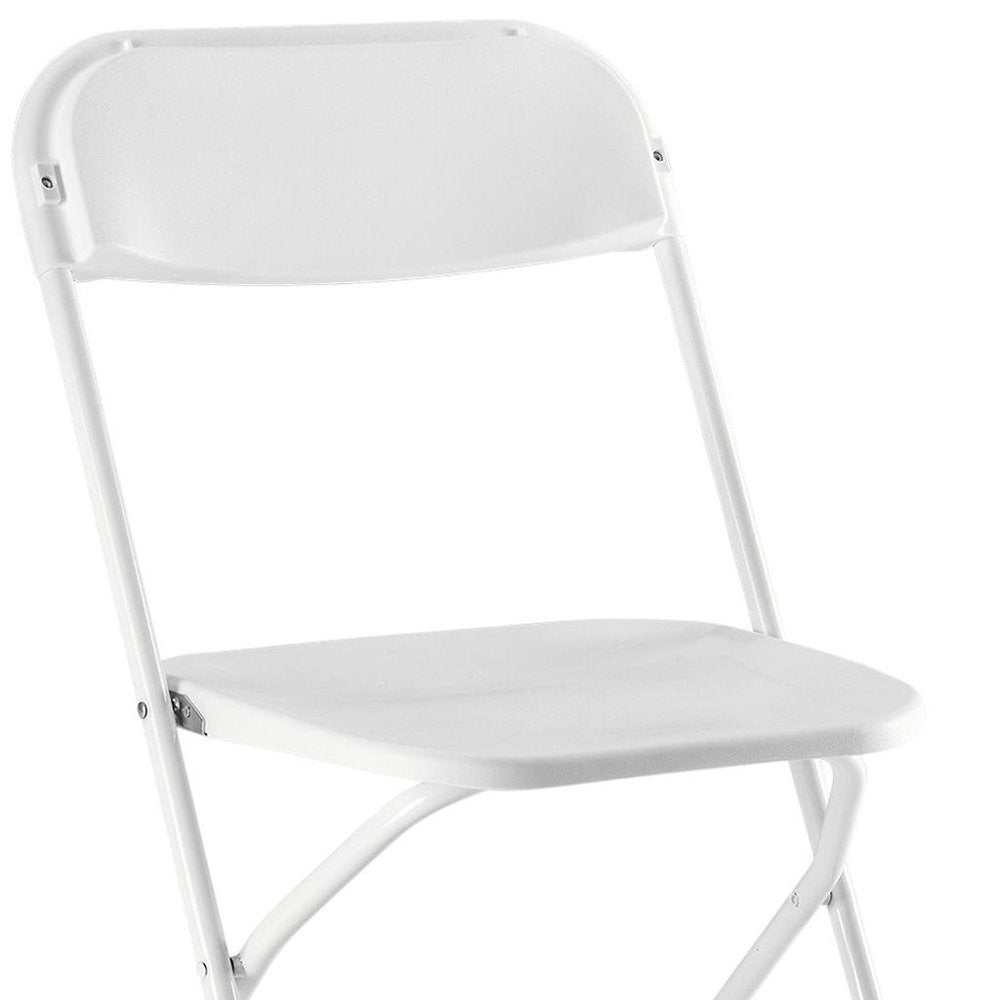 4-Piece White Metal Outdoor Patio Folding Stacking Dining Chair Set