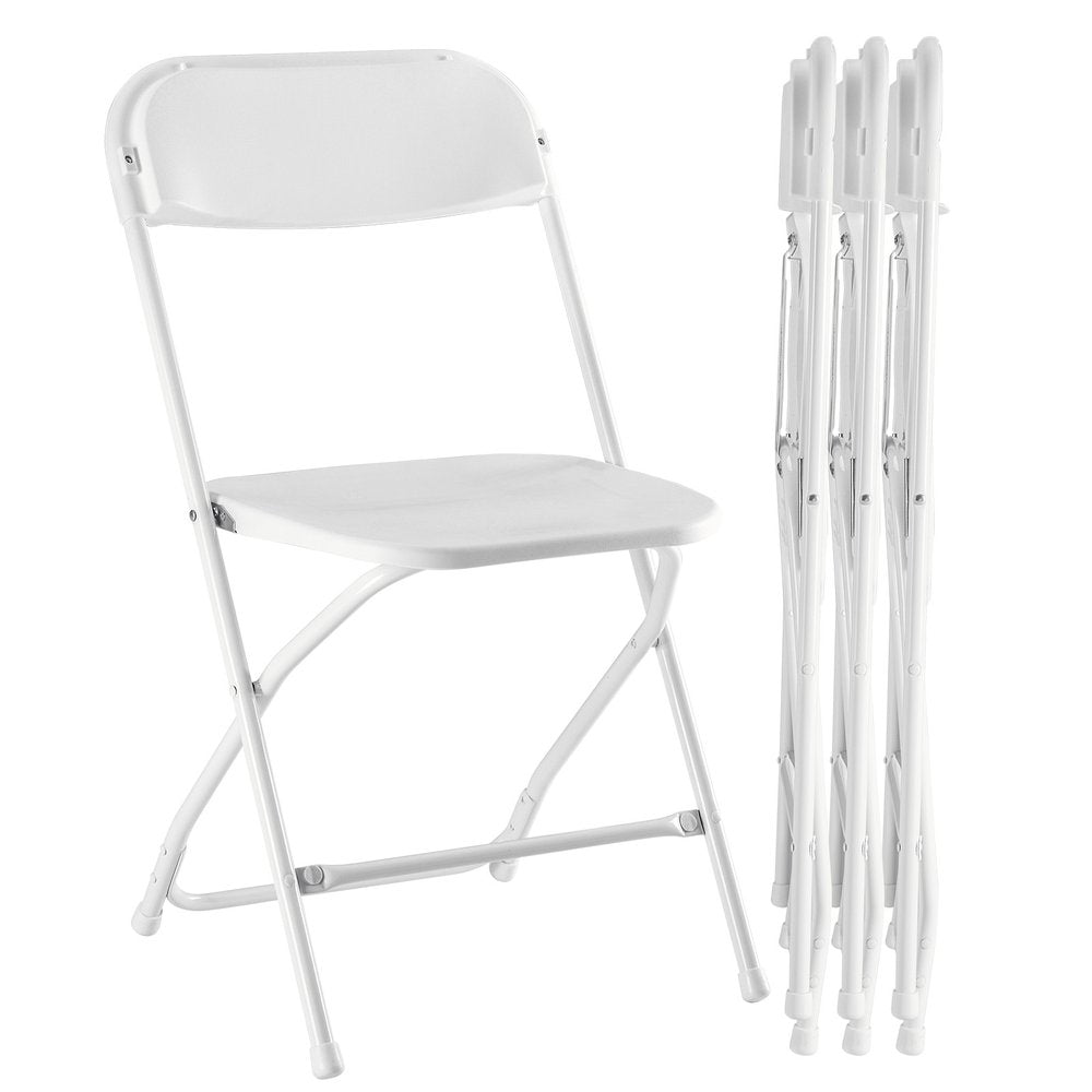 4-Piece White Metal Outdoor Patio Folding Stacking Dining Chair Set