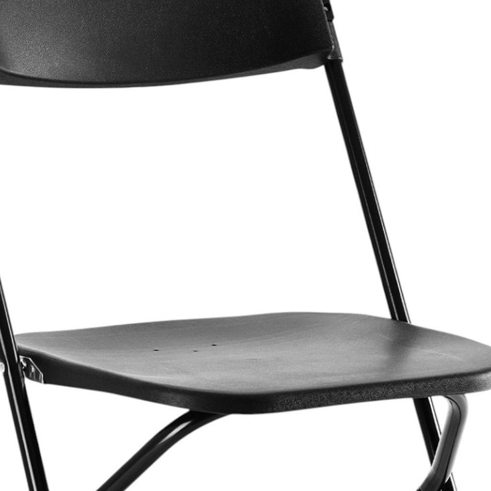 4-Piece Black Metal Outdoor Patio Folding Stacking Dining Chair Set