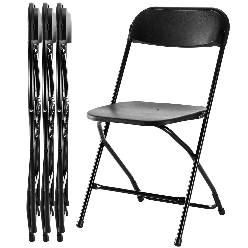 4-Piece Black Metal Outdoor Patio Folding Stacking Dining Chair Set