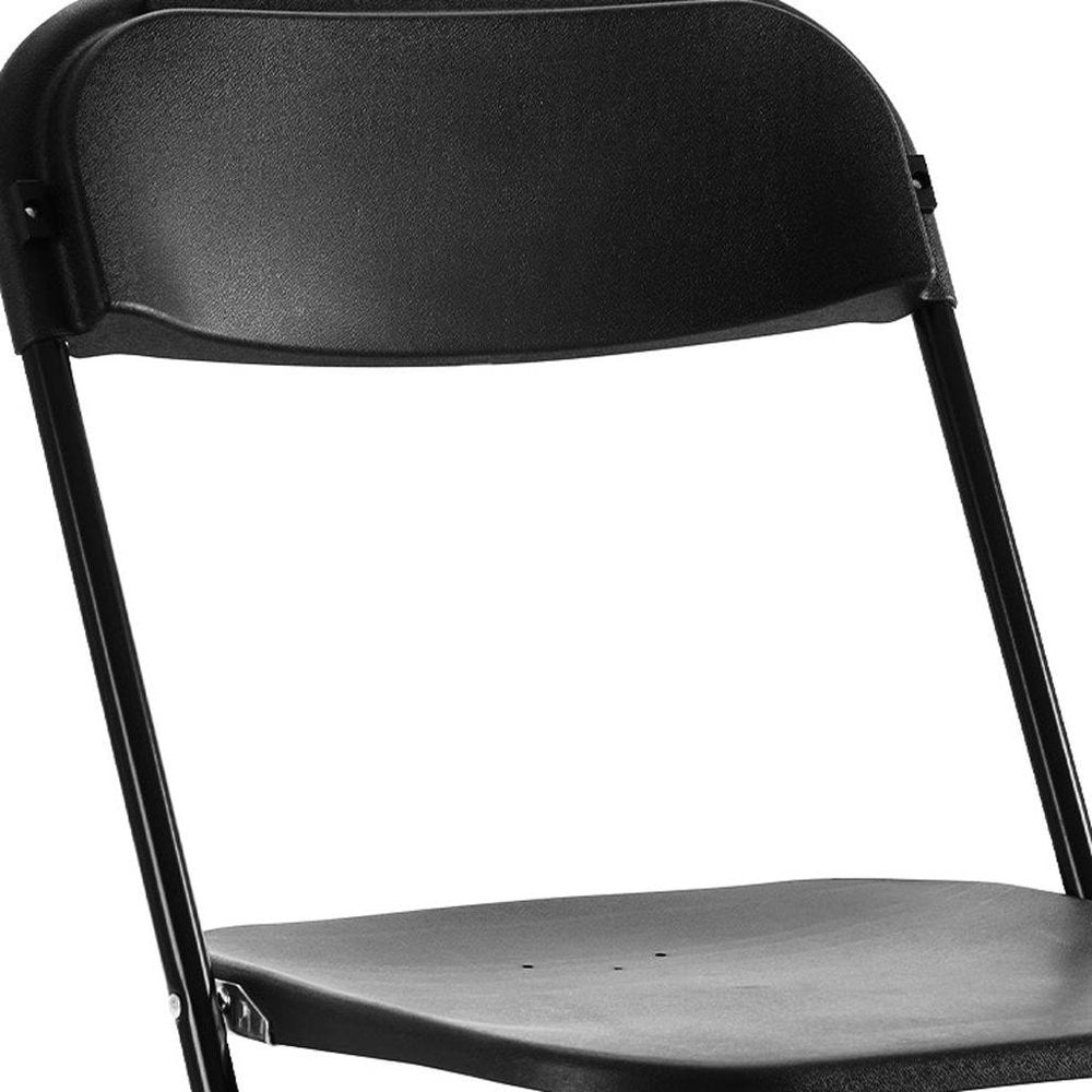 6-Piece Black Metal Outdoor Patio Folding Stacking Dining Chair Set