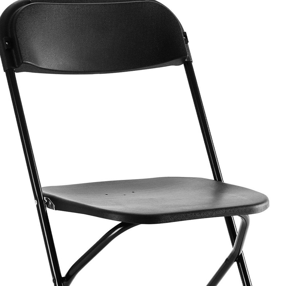6-Piece Black Metal Outdoor Patio Folding Stacking Dining Chair Set