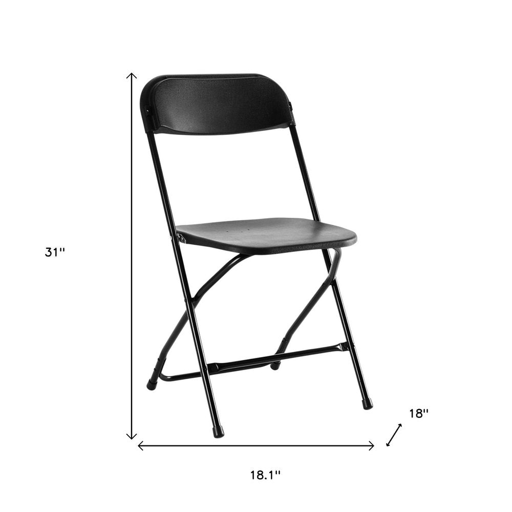 6-Piece Black Metal Outdoor Patio Folding Stacking Dining Chair Set