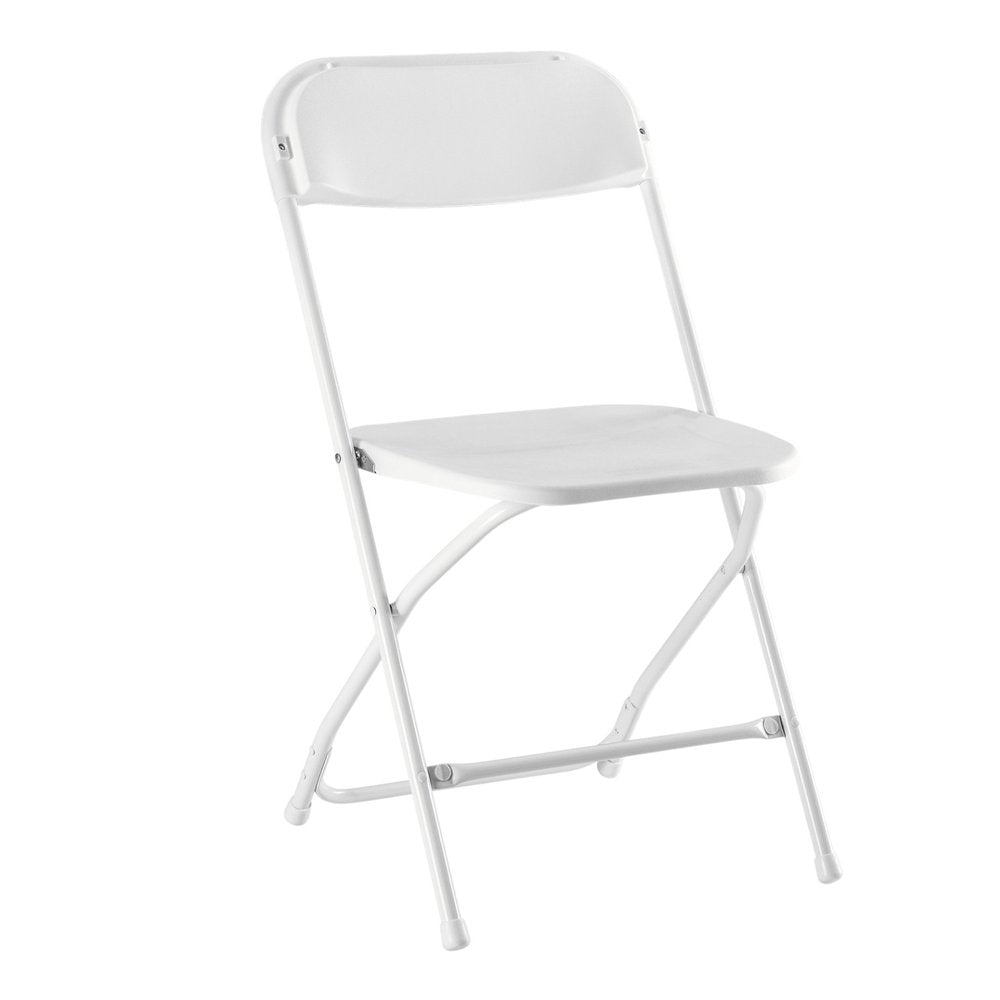 6-Piece White Metal Outdoor Patio Folding Stacking Dining Chair Set