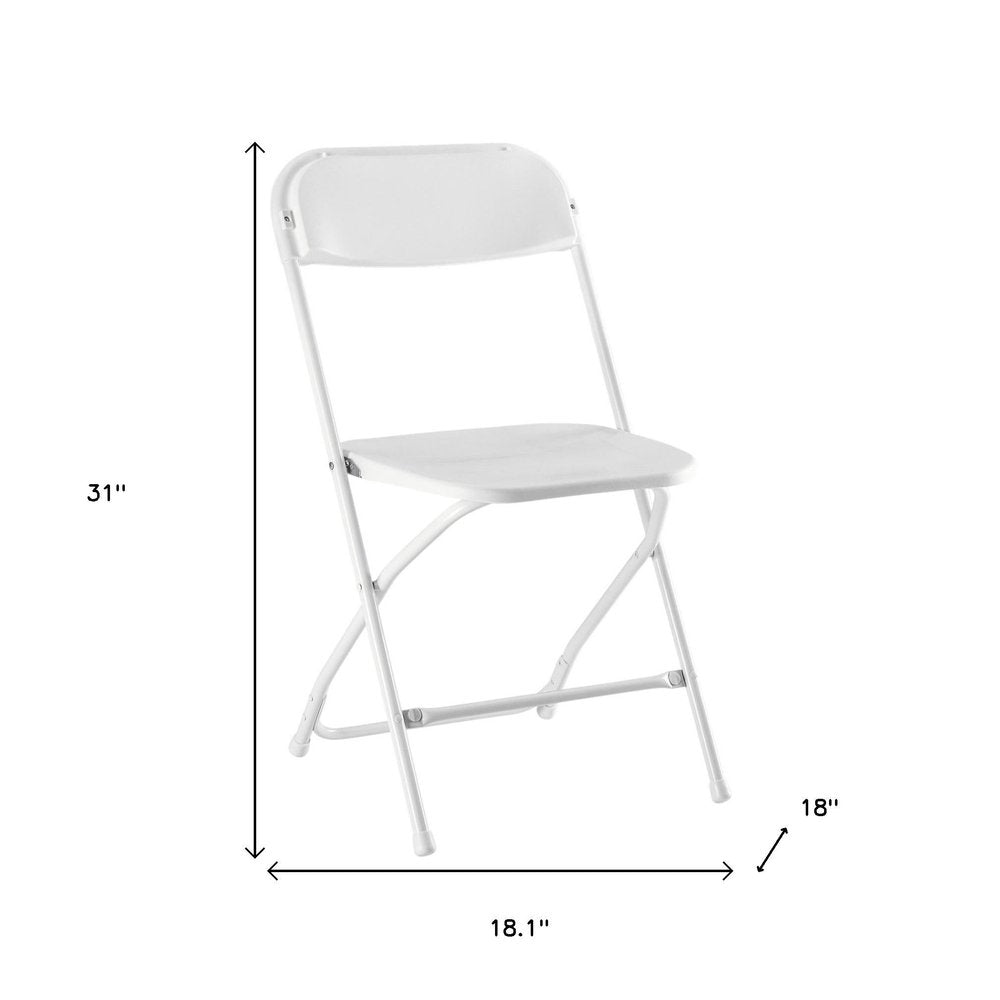 6-Piece White Metal Outdoor Patio Folding Stacking Dining Chair Set