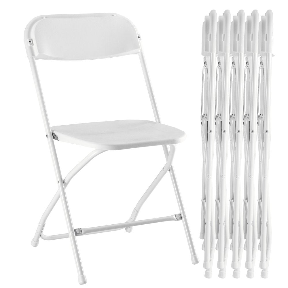 6-Piece White Metal Outdoor Patio Folding Stacking Dining Chair Set