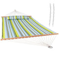 Aqua & Lime Green Striped Double Hammock - Outdoor Patio Hammock