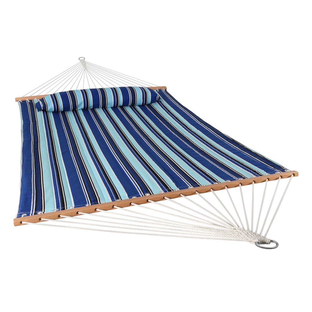 Light Blue & Dark Blue Striped Double Hammock - Outdoor Patio Hammock