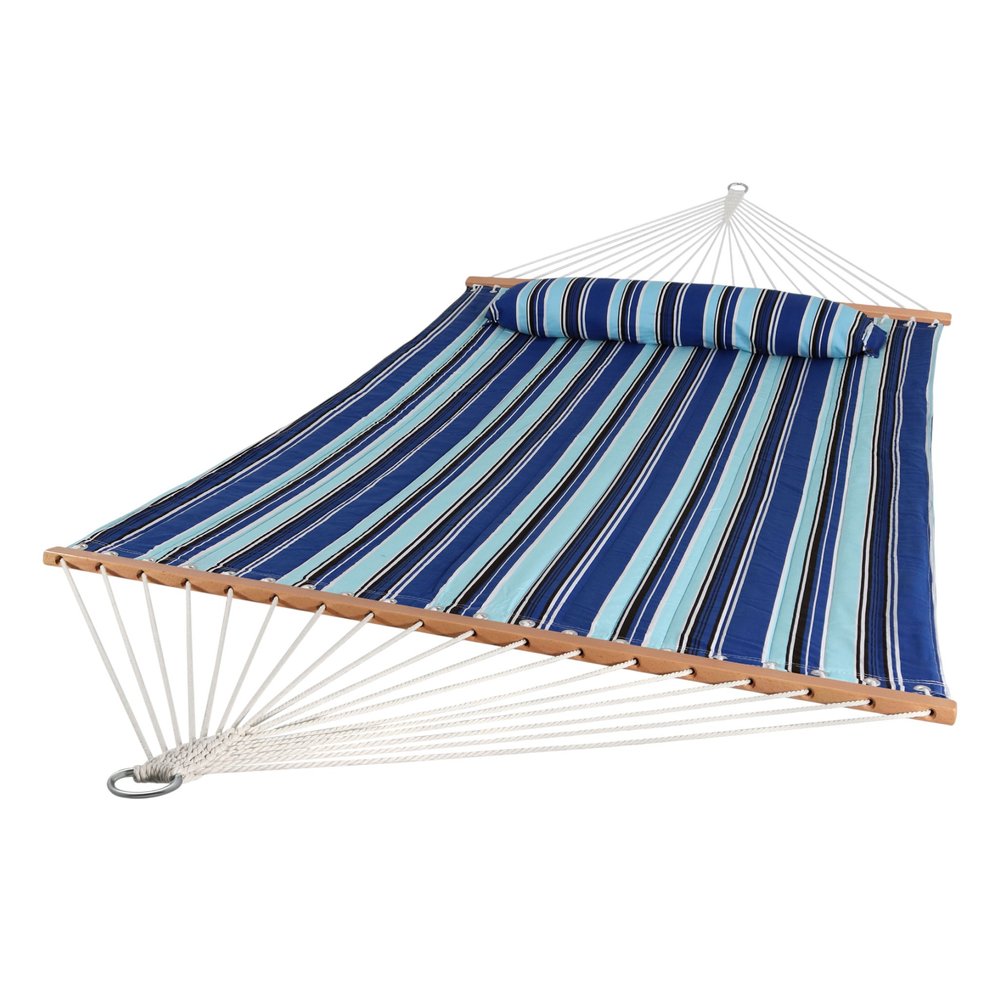 Light Blue & Dark Blue Striped Double Hammock - Outdoor Patio Hammock