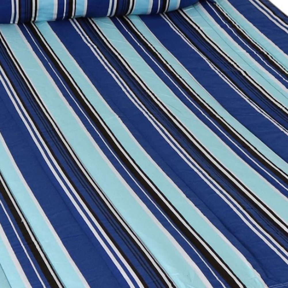 Light Blue & Dark Blue Striped Double Hammock - Outdoor Patio Hammock