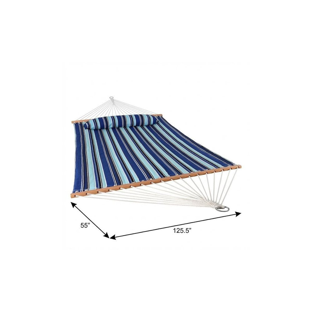 Light Blue & Dark Blue Striped Double Hammock - Outdoor Patio Hammock