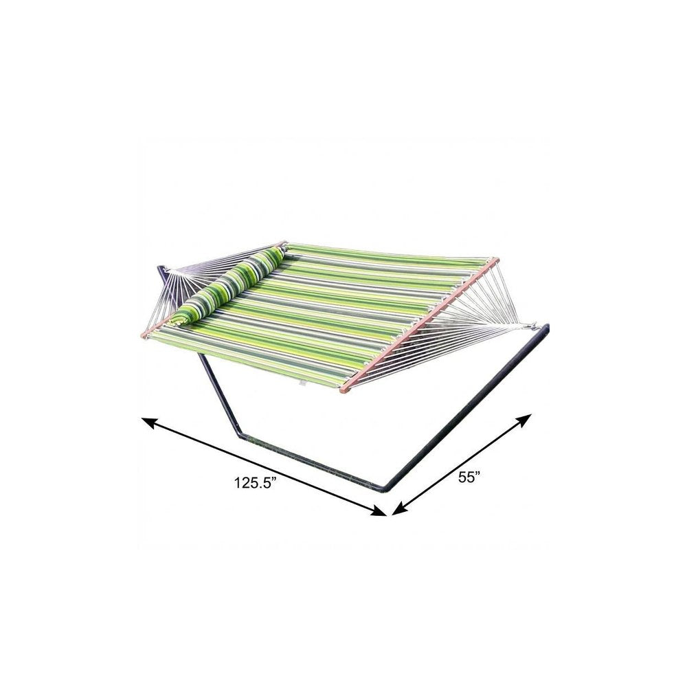 Green & Yellow Striped Double Hammock - Outdoor Patio Hammock