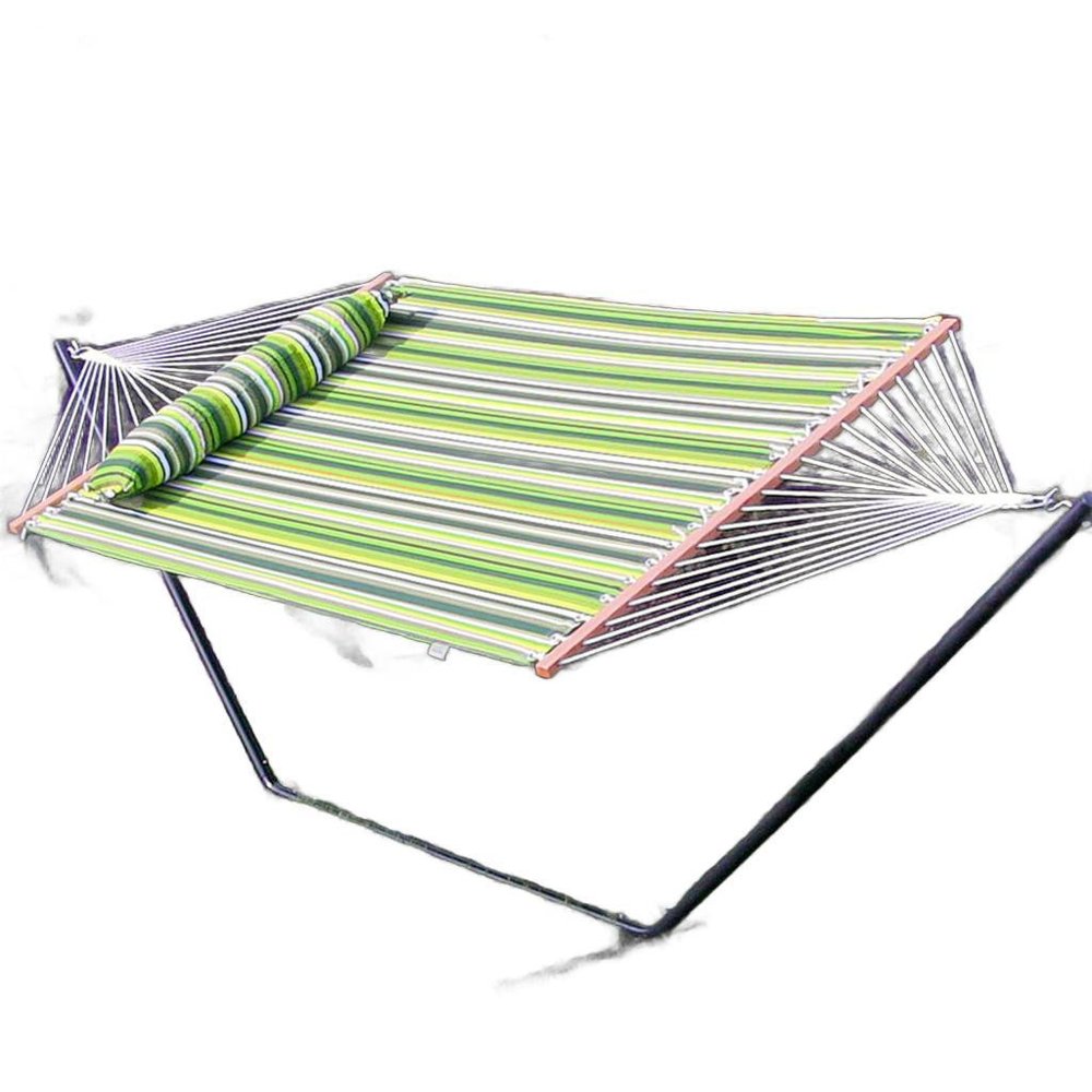 Green & Yellow Striped Double Hammock - Outdoor Patio Hammock
