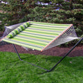 Green & Yellow Striped Double Hammock - Outdoor Patio Hammock