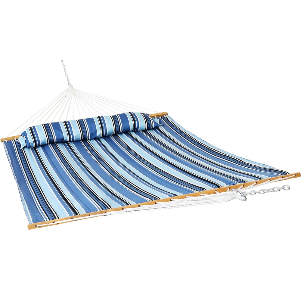 Light Blue & Dark Blue Striped Double Hammock - Outdoor Patio Hammock