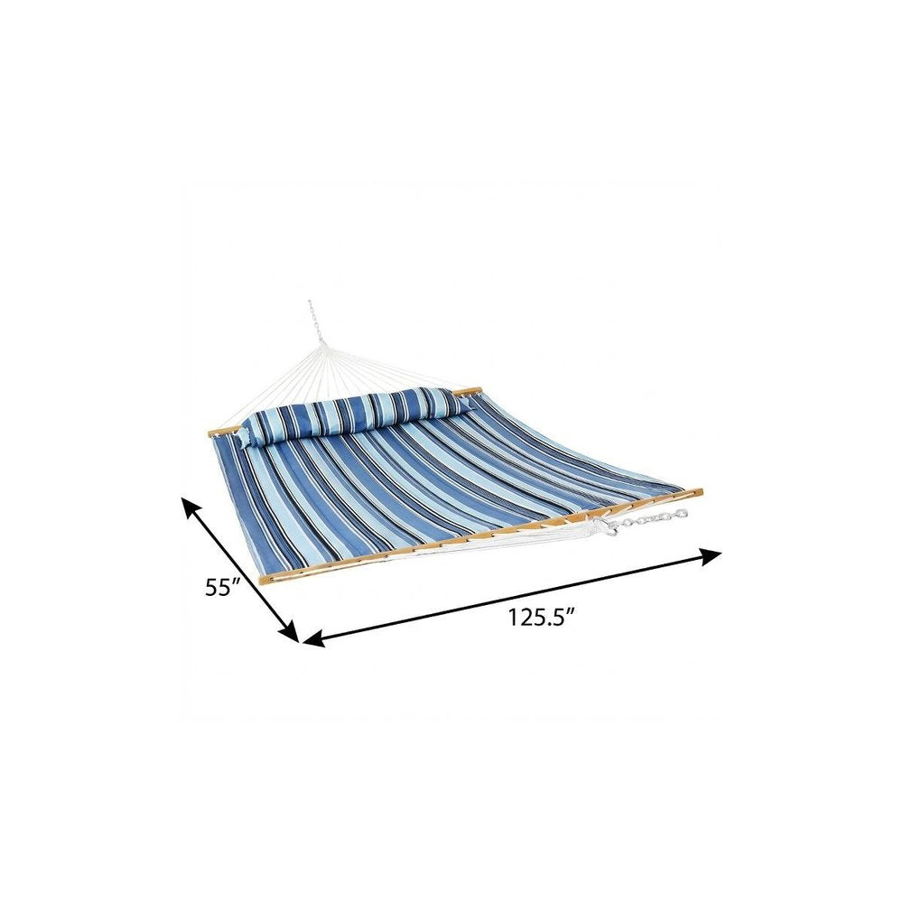 Light Blue & Dark Blue Striped Double Hammock - Outdoor Patio Hammock