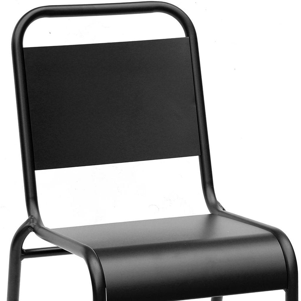 2-Piece Black Aluminum Outdoor Patio Stacking Dining Chair Set