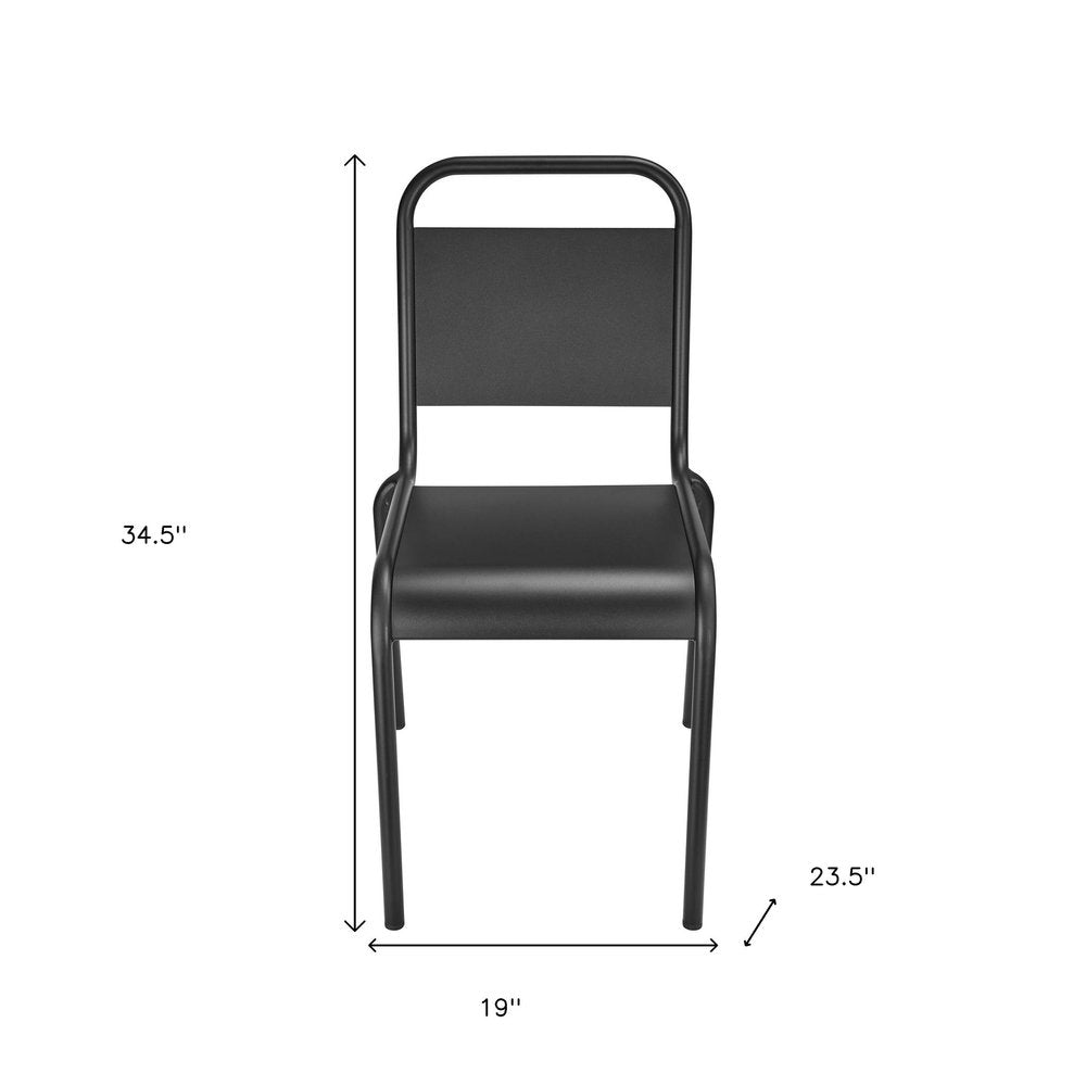 2-Piece Black Aluminum Outdoor Patio Stacking Dining Chair Set