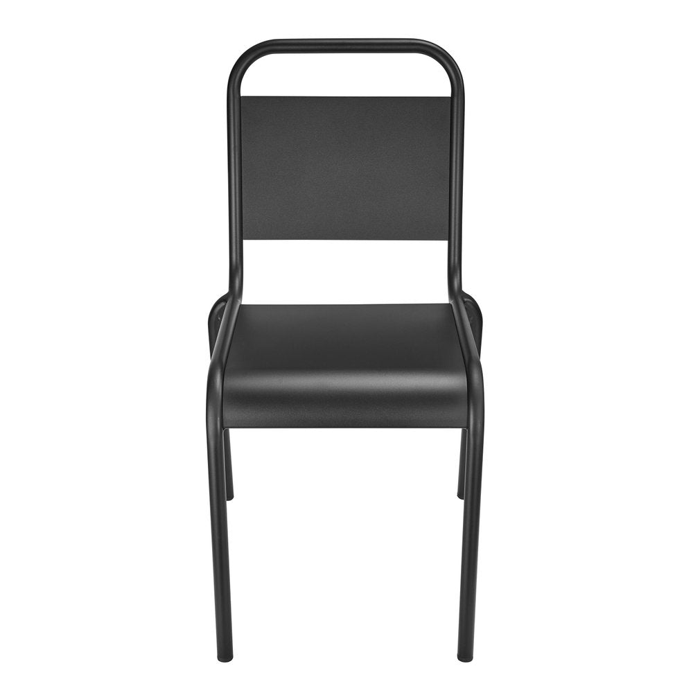 2-Piece Black Aluminum Outdoor Patio Stacking Dining Chair Set