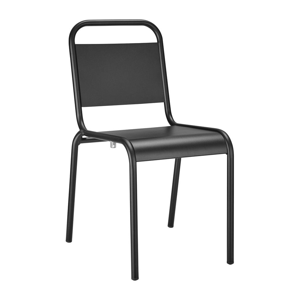 2-Piece Black Aluminum Outdoor Patio Stacking Dining Chair Set
