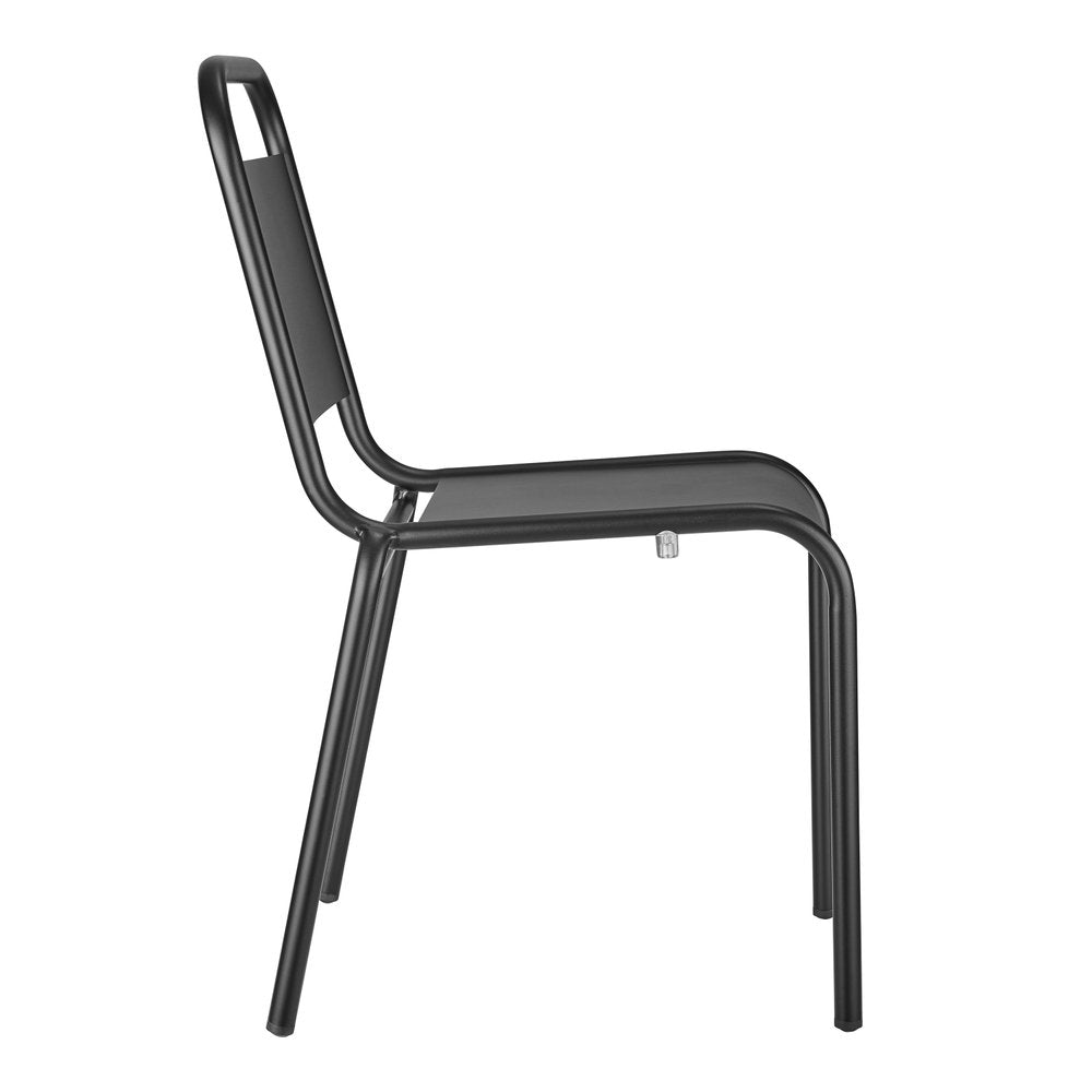 2-Piece Black Aluminum Outdoor Patio Stacking Dining Chair Set