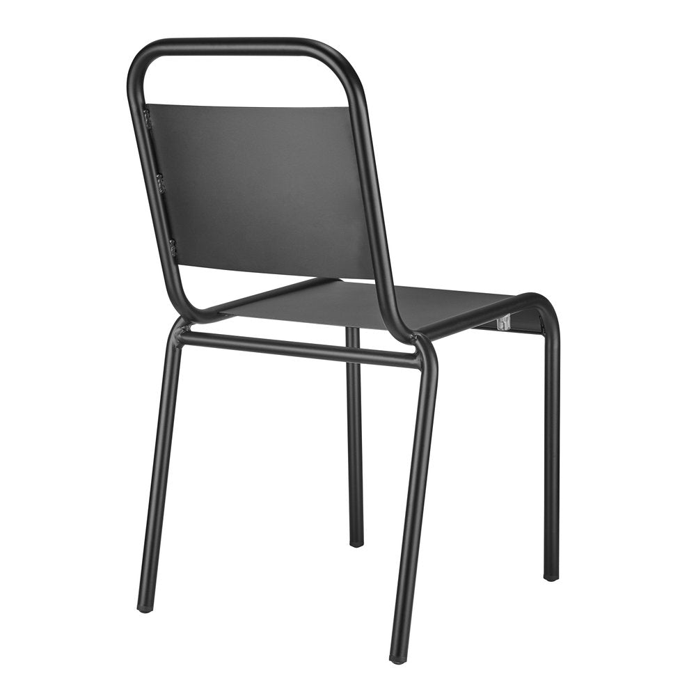 2-Piece Black Aluminum Outdoor Patio Stacking Dining Chair Set