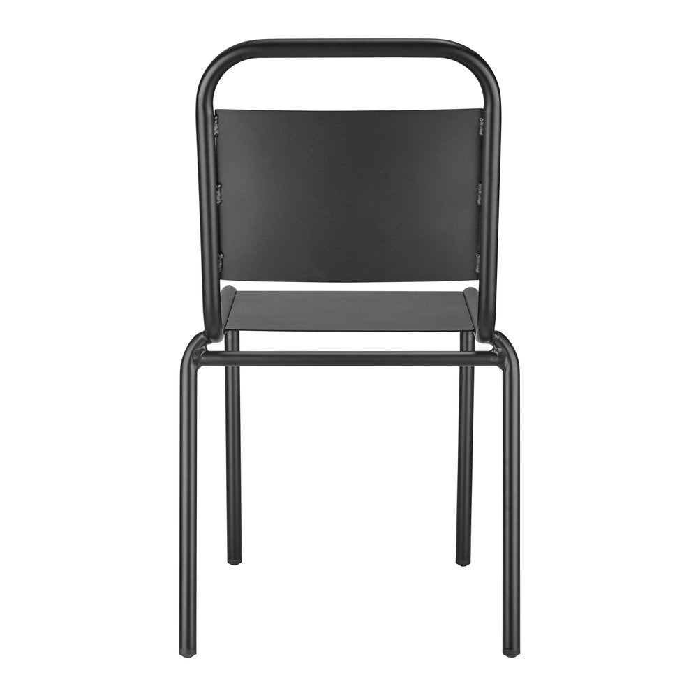 2-Piece Black Aluminum Outdoor Patio Stacking Dining Chair Set