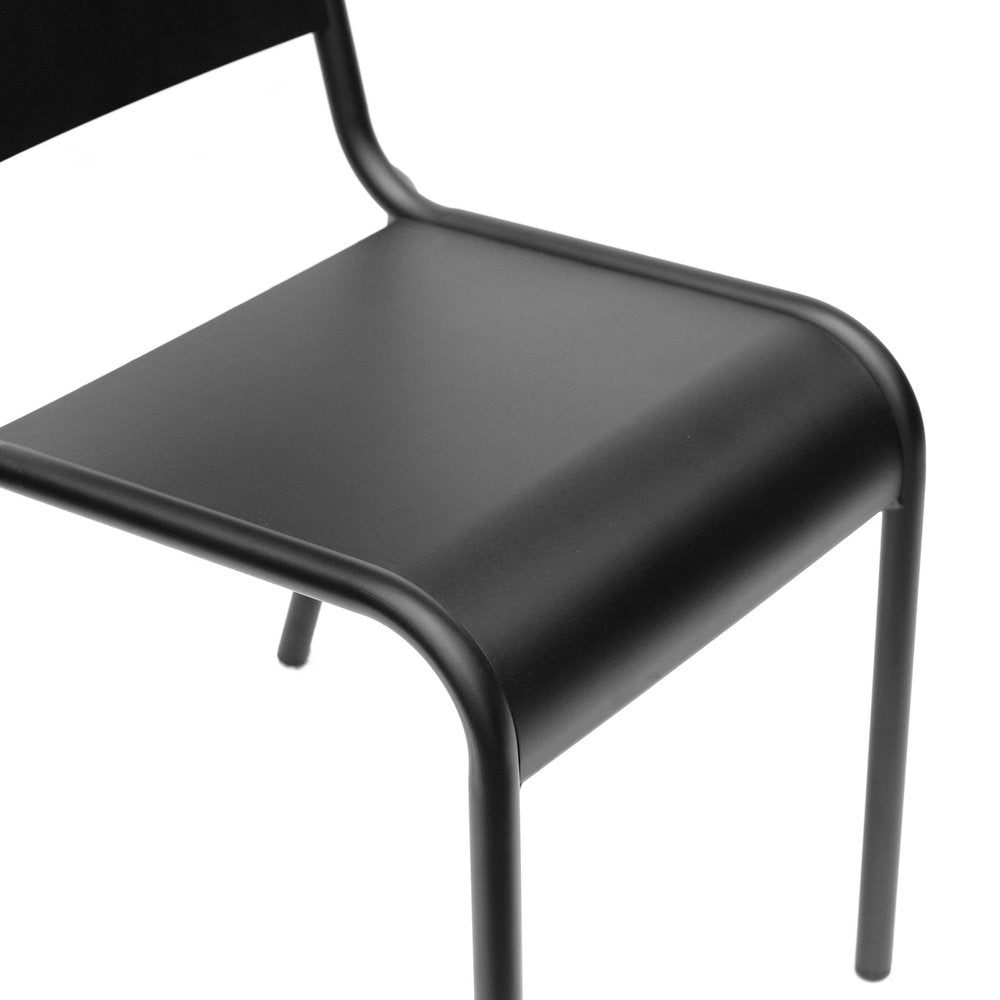2-Piece Black Aluminum Outdoor Patio Stacking Dining Chair Set