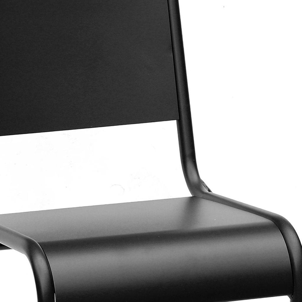 2-Piece Black Aluminum Outdoor Patio Stacking Dining Chair Set