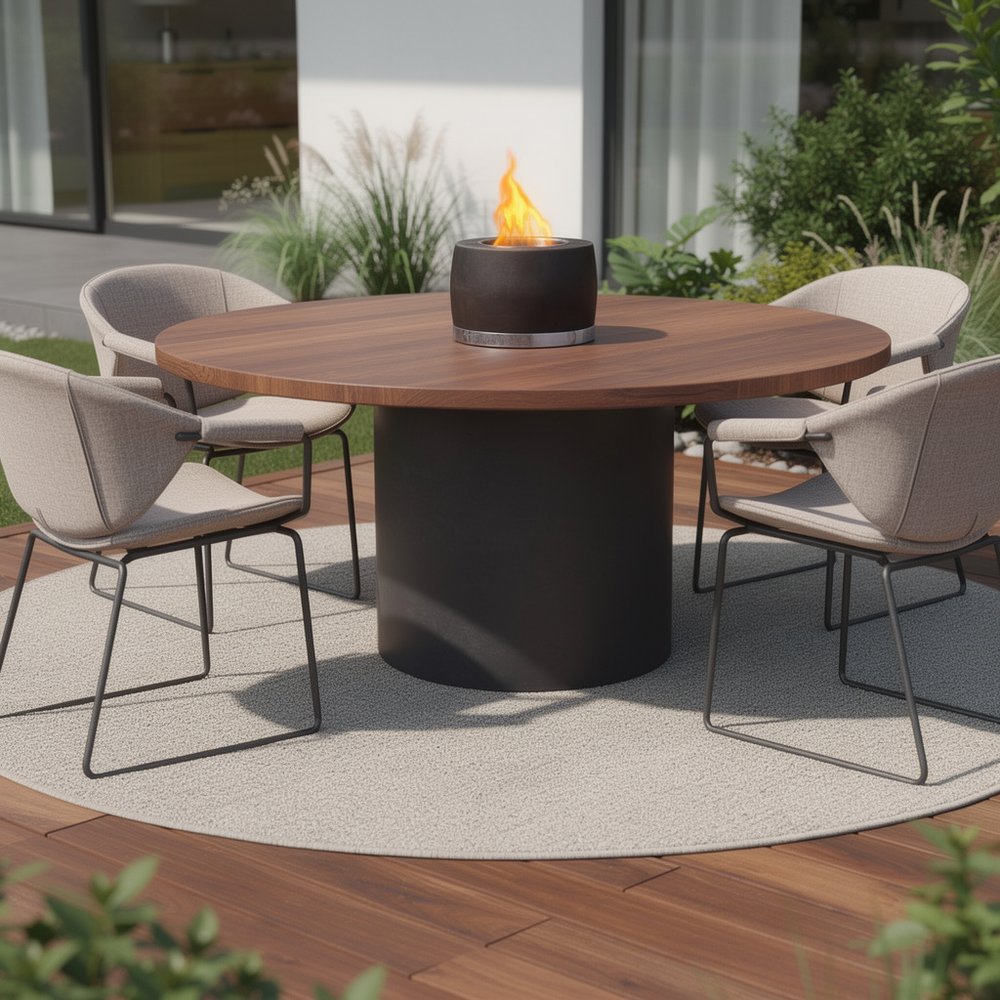 8000 BTU 7" Black Stainless steel Bio-ethanol fuel Portable Round Outdoor Fire Pit