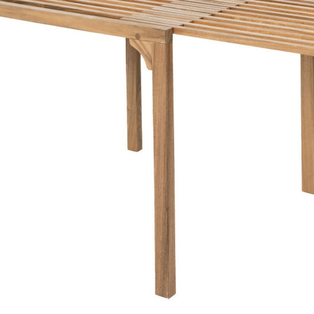 60" Natural Solid Wood Extendable Outdoor Patio Dining Table