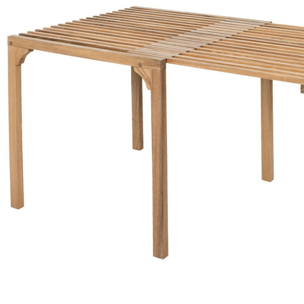 60" Natural Solid Wood Extendable Outdoor Patio Dining Table