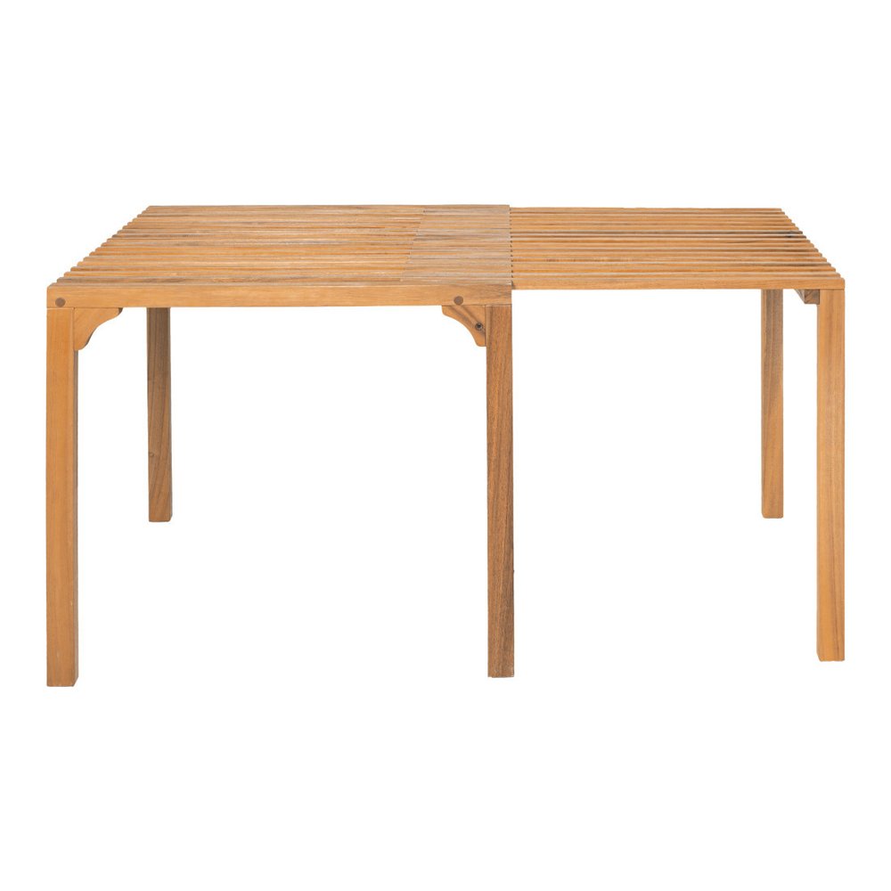 60" Natural Solid Wood Extendable Outdoor Patio Dining Table