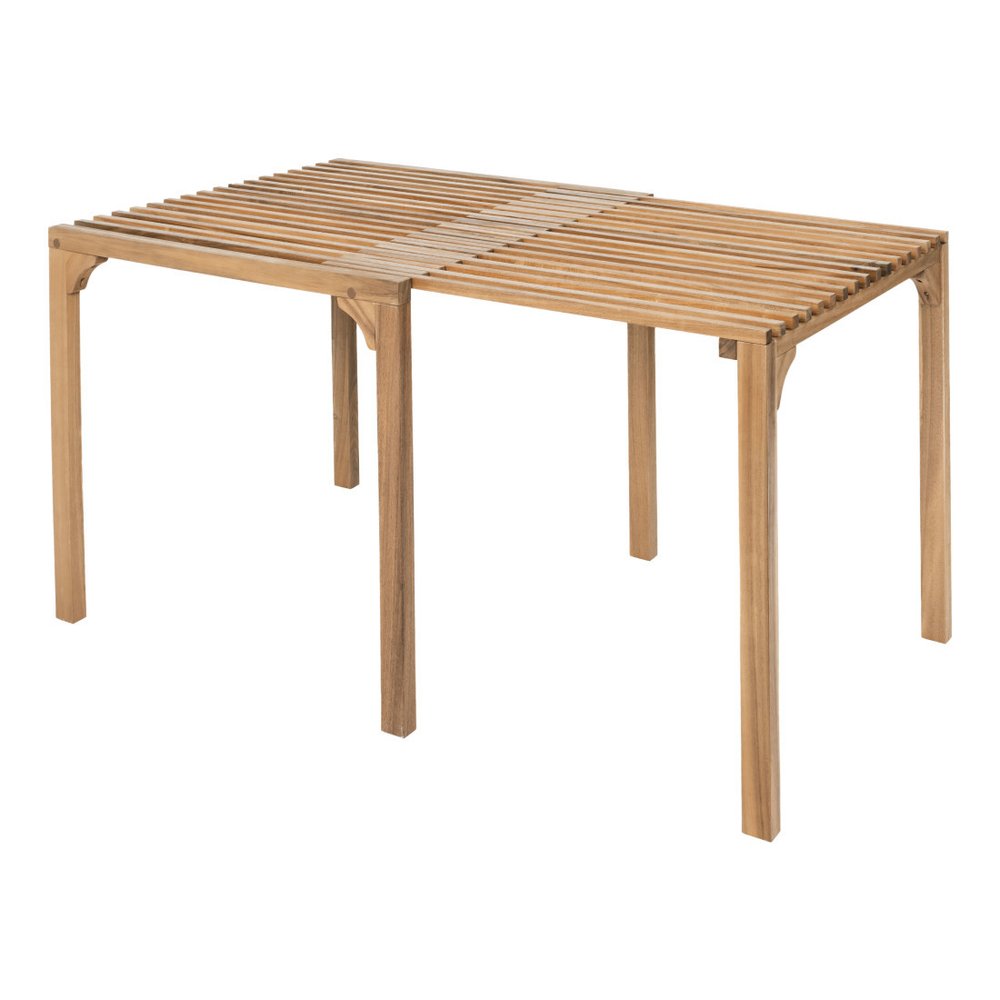 60" Natural Solid Wood Extendable Outdoor Patio Dining Table