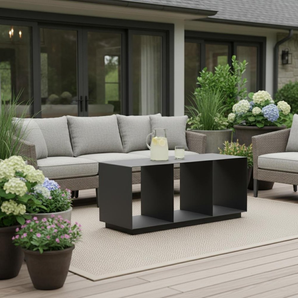 36" Charcoal Aluminum Outdoor Patio Coffee Table