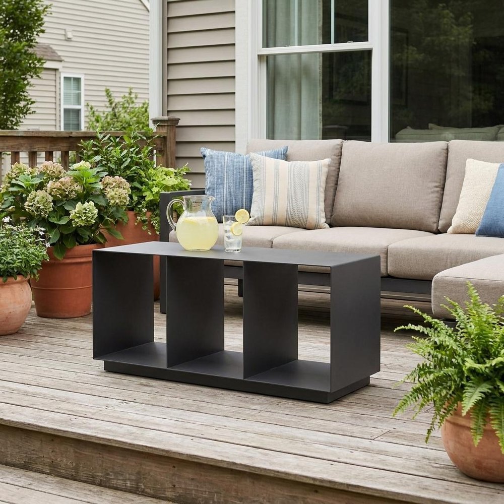 36" Charcoal Aluminum Outdoor Patio Coffee Table