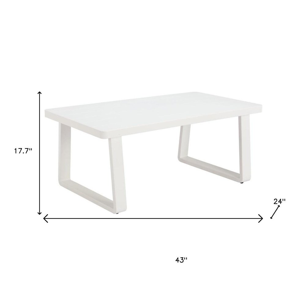 43" White Aluminum Outdoor Patio Coffee Table