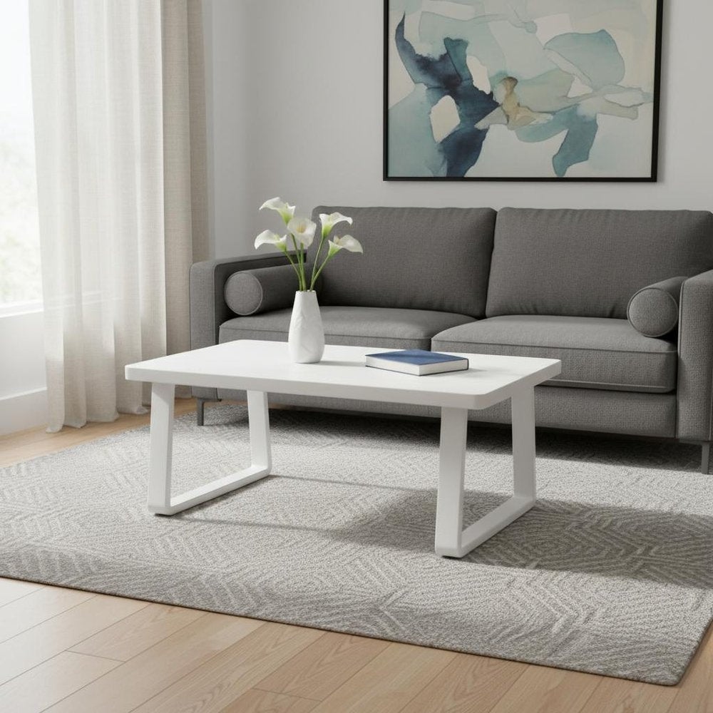 43" White Aluminum Outdoor Patio Coffee Table