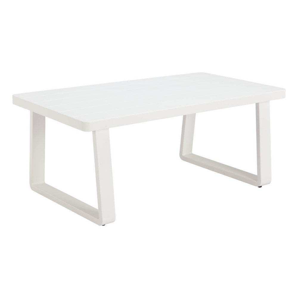 43" White Aluminum Outdoor Patio Coffee Table
