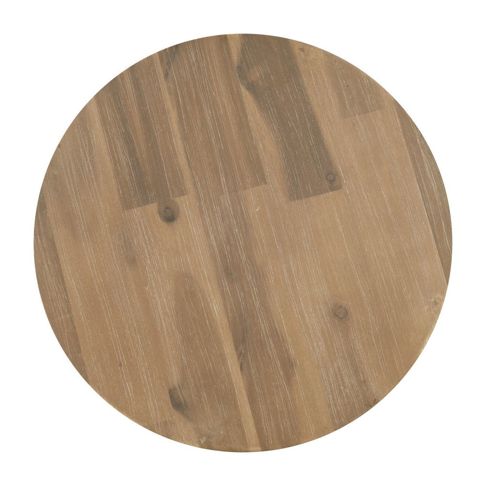 14" Natural Solid Wood Round Outdoor Patio Side Table