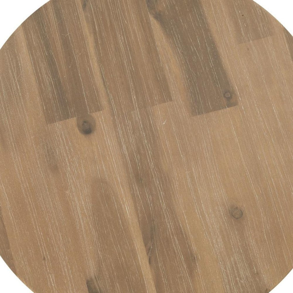 14" Natural Solid Wood Round Outdoor Patio Side Table