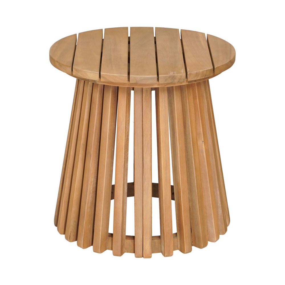 16" Natural Solid Wood Round Outdoor Patio Side Table
