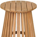 16" Natural Solid Wood Round Outdoor Patio Side Table