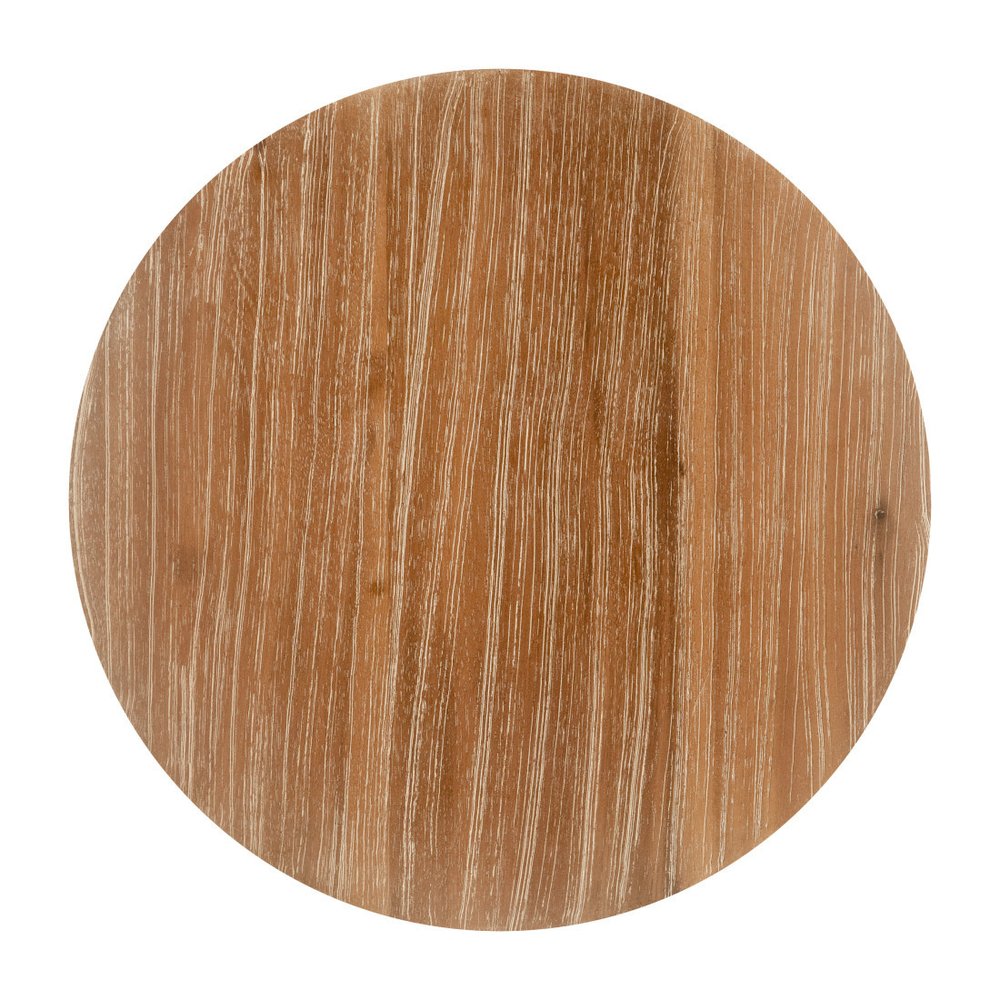 14" Natural and Gray Solid Wood and Faux Concrete Round Outdoor Patio Side Table