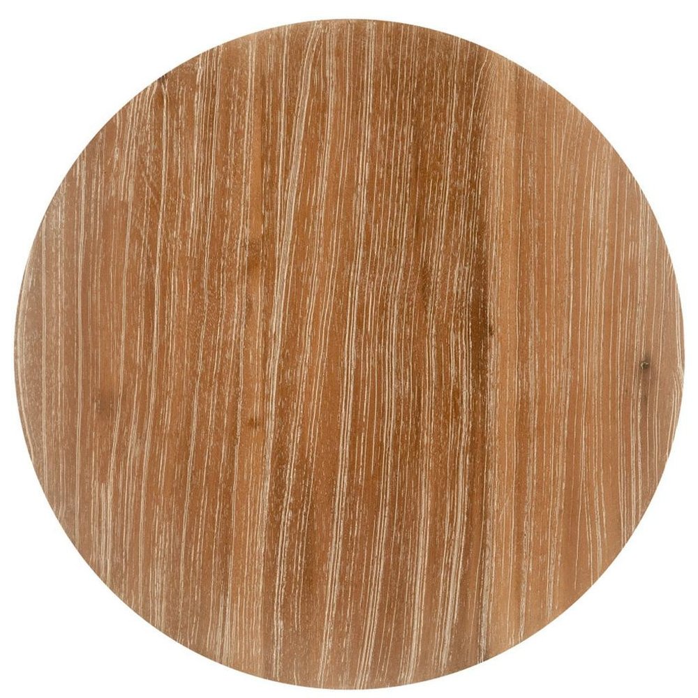 14" Natural and Gray Solid Wood and Faux Concrete Round Outdoor Patio Side Table