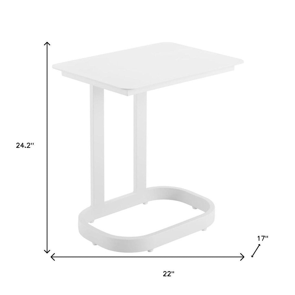 22" White Aluminum Outdoor Patio Side Table