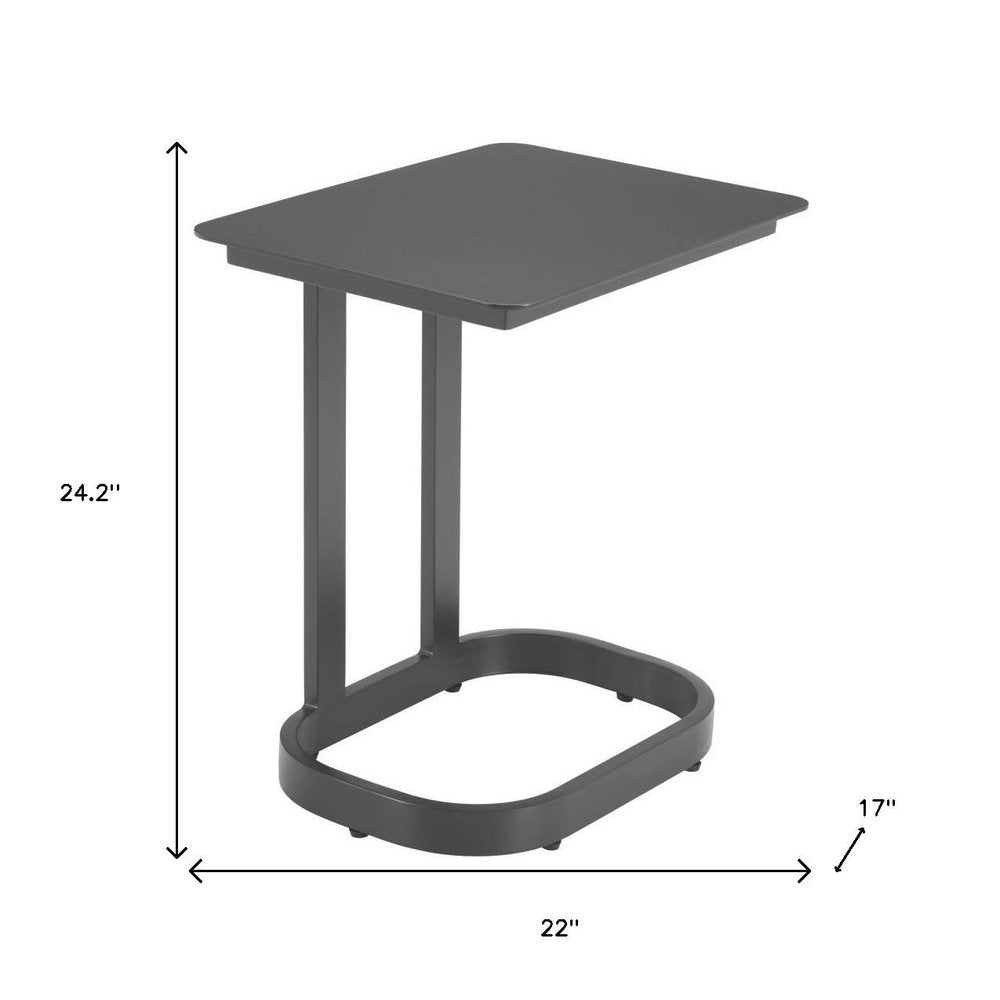 22" Black Aluminum Outdoor Patio Side Table