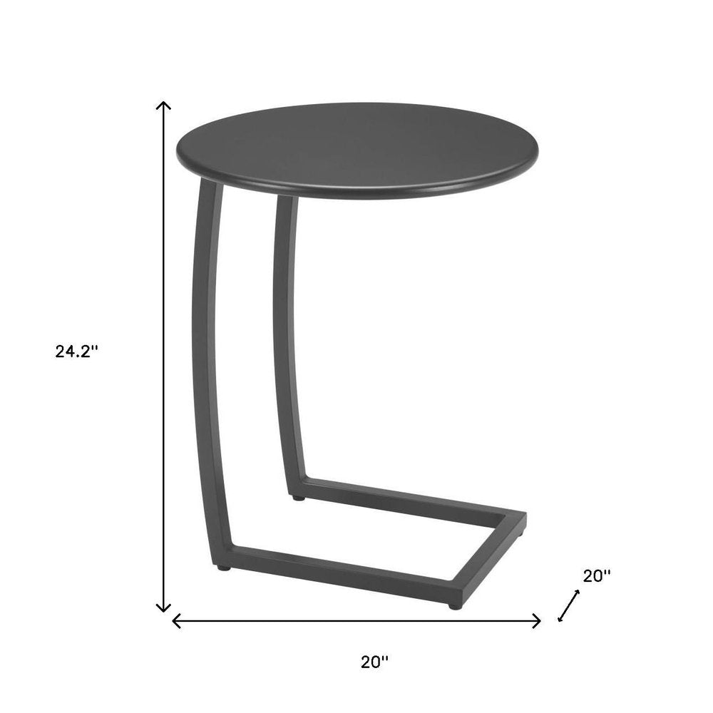 20" Black Aluminum Round Outdoor Patio Side Table