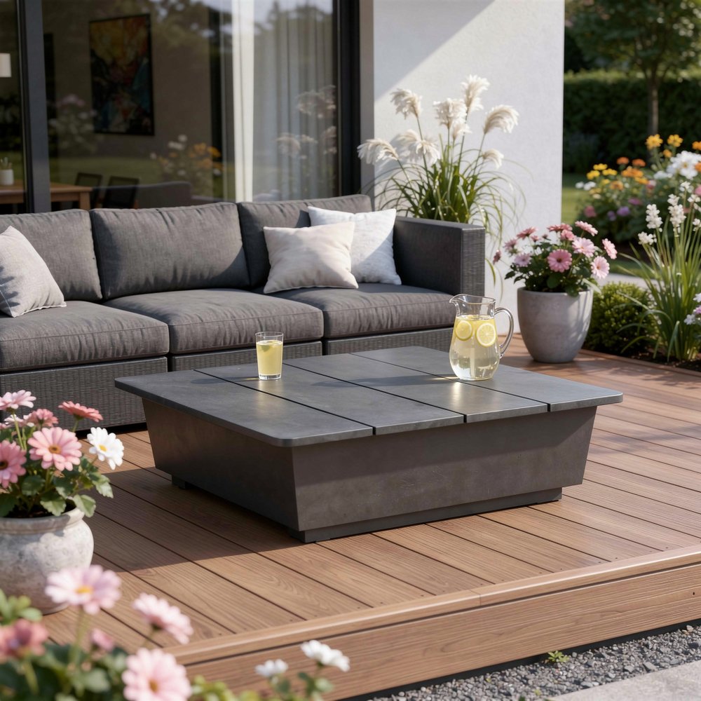 32" Gray Aluminum Square Outdoor Patio Coffee Table
